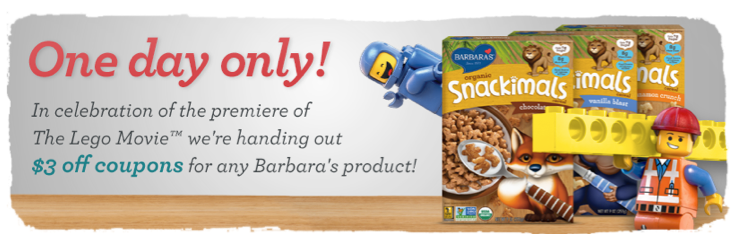 One Day Only Barbara's Coupon